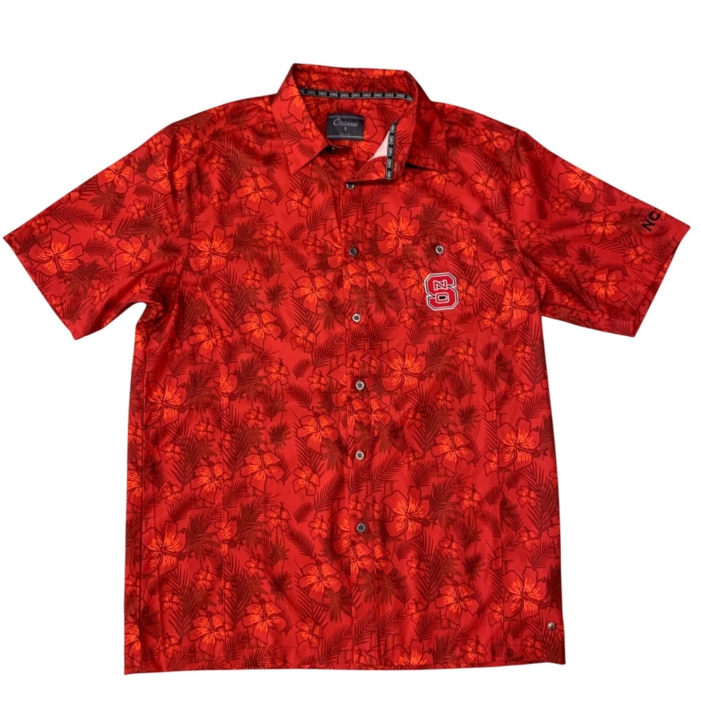 Chiliwear‎ NC State Button Up Hawaiian Shirt Floral Print Short Sleeve Small